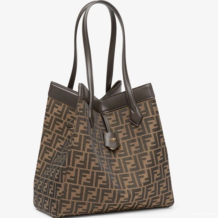 Cheap HOT FF Fendi Large Fabric Origami In Motif Brown Bag 0811
